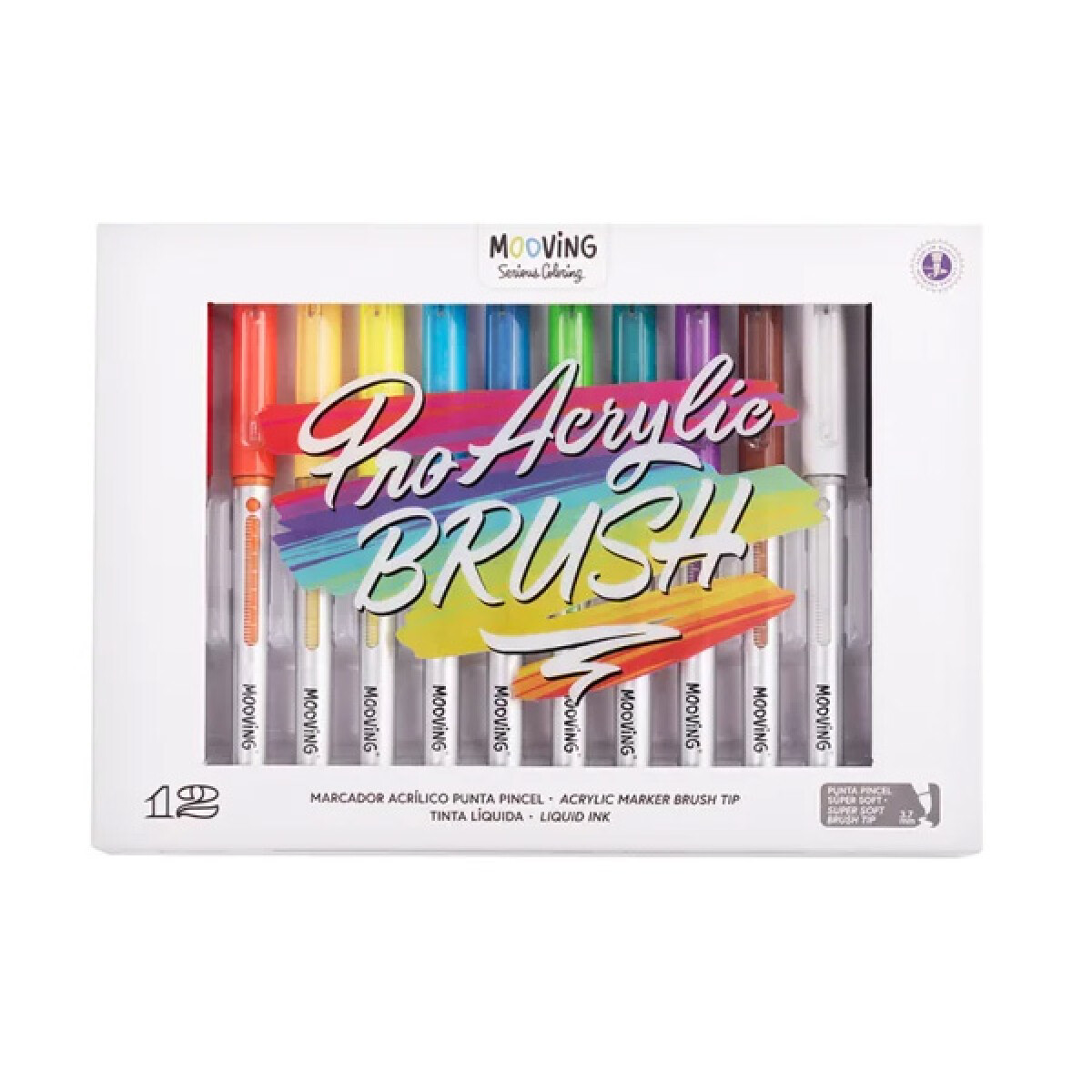 Marcador Mooving Acrilico Punta Pincel x 12 
