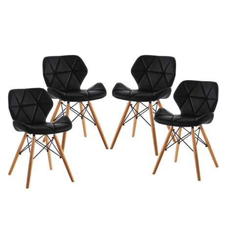 Set X4 Silla Victoria Eames acolchonada NEGRO