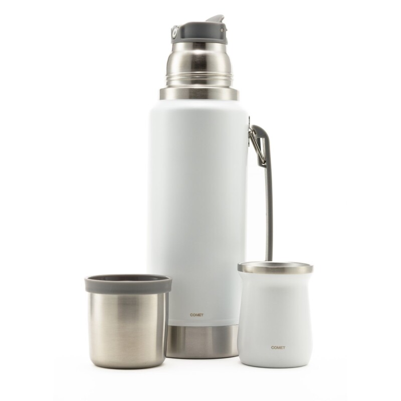 Set termo Comet Viena 1 lt + Mate de 160 ml Blanco
