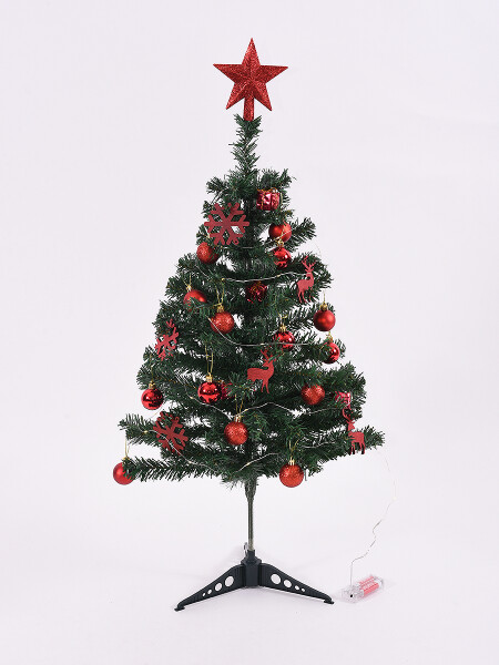 ÁRBOL CON ESFERA Y LUCES ROJO