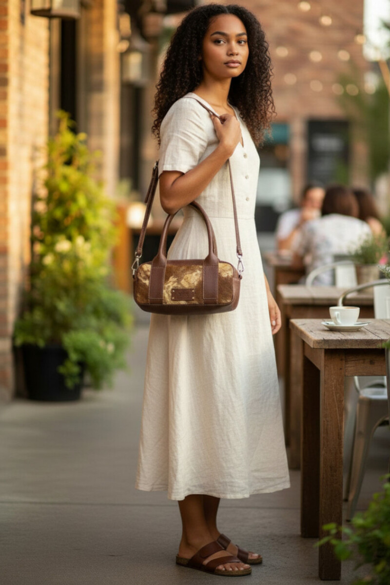 Cartera Baguette en cuero Marrón