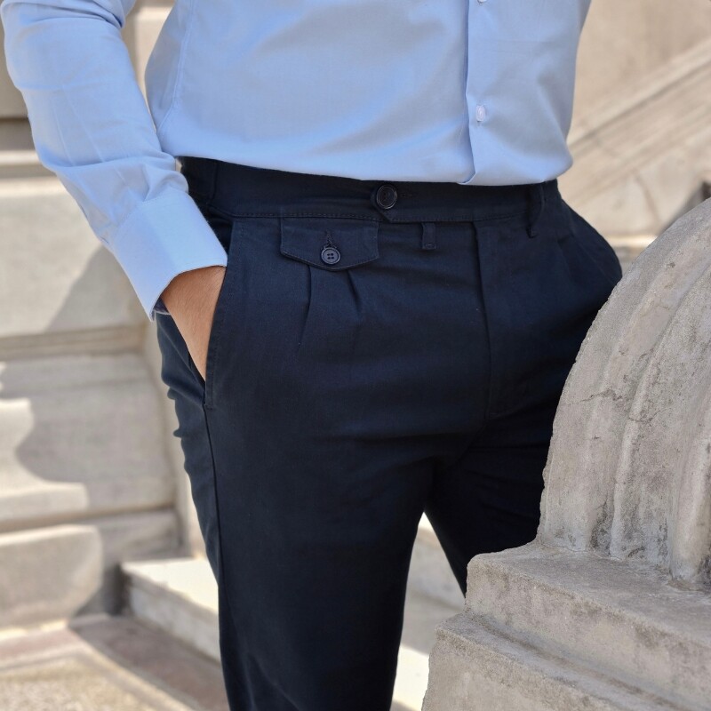 Pantalón pinzas Azul marino