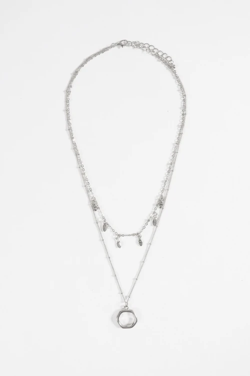 Collar cadena dijes plateado