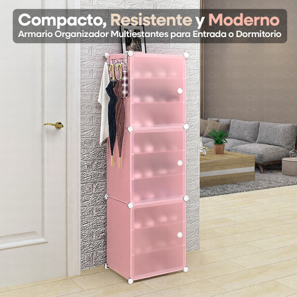 Armario Organizador de Zapatos IMBACK IBK-PLC007 | 3 Pisos, 3 Puertas Esmeriladas, Compacto y Versátil Rosa Armario Organizador de Zapatos IMBACK IBK-PLC007 | 3 Pisos, 3 Puertas Esmeriladas, Compacto y Versátil Rosa