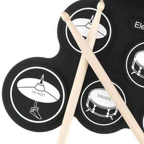 Batería Electrónica Niños Completa + Palos Tendencia Negro