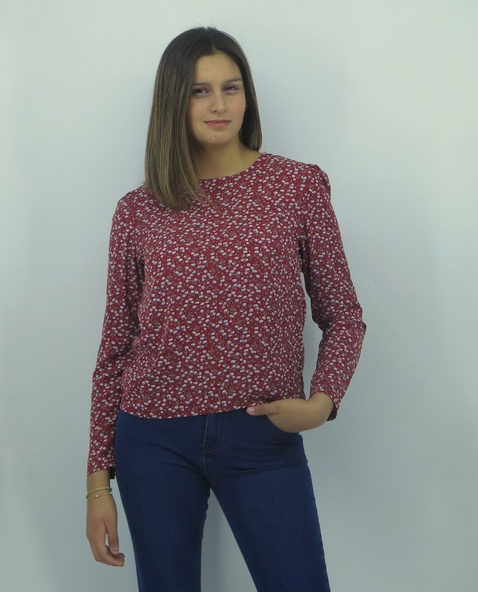BLUSA SLOWLY BM2056 - BORDO FLOR 