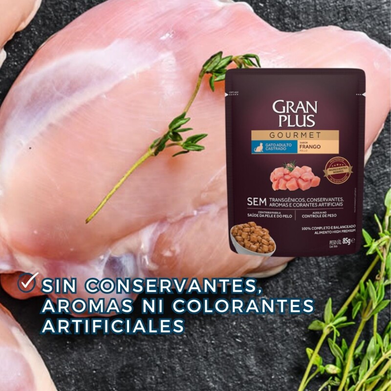 GRAN PLUS EN SALSA GATO CASTRADO POLLO 85 GR