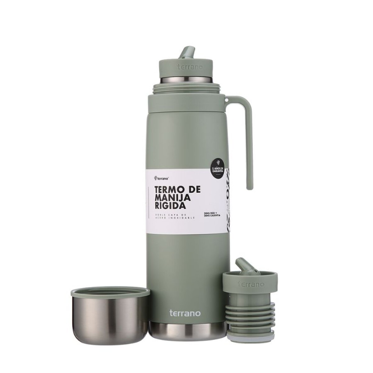 Termo Terrano Premium Manija Rígida 1 Litro - OLIVA 