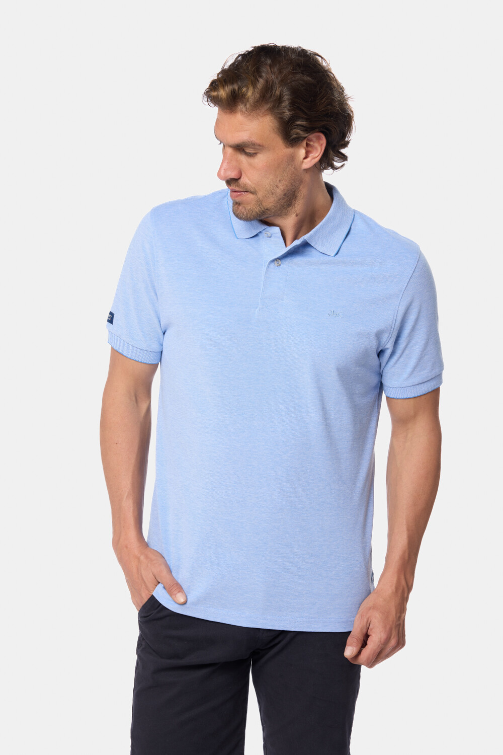 REMERA POLO LISA PIQUÉ Celeste