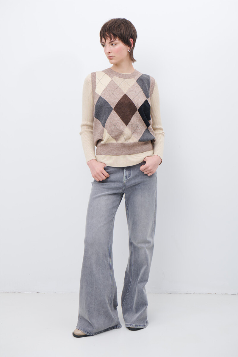 CHALECO ROMBOS BEIGE