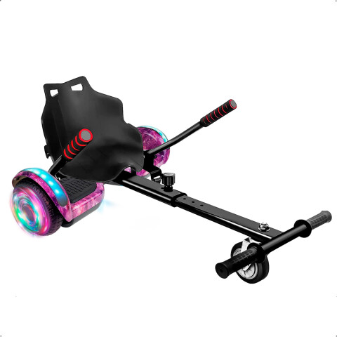 Combo De Skate Eléctrico 6.5" Con Luces Y Bluetooth + Asiento Para Hoverboard PK SKATE 6.5 GALAXIA ROSA 24 + ASIENTO
