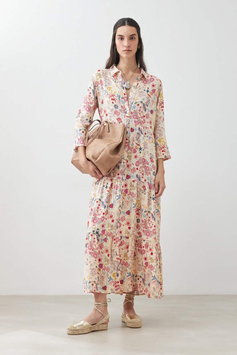 Maxi vestido estampado multicolor