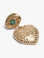 Pendientes Largos Ojo Y Corazón dorado