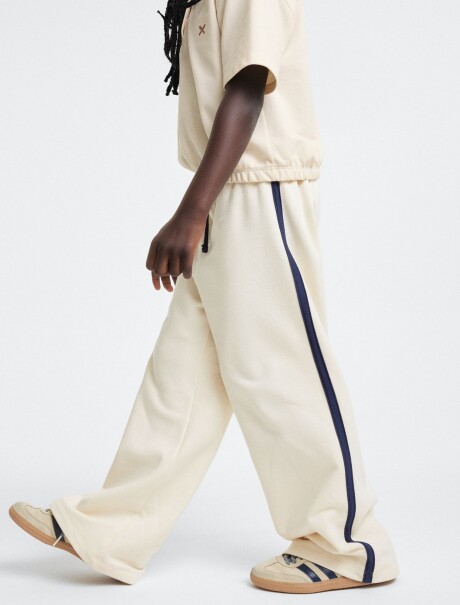 PANTALONES DEPORTIVOS DE PIERNA ANCHA BLANCO