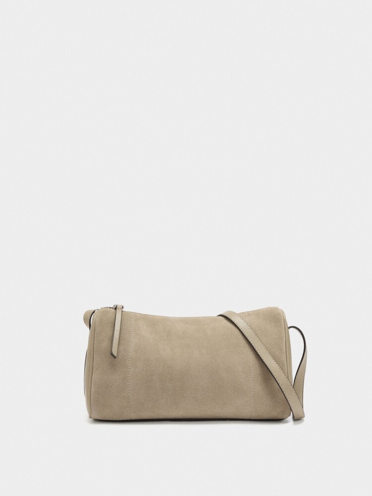 Bolso Bandolera Con Detalles De Piel taupe