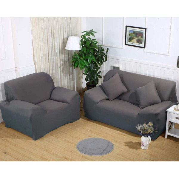 Funda Protector Sillón Sofá 2 Cuerpos Ajustable Elastizada Variante Color Gris