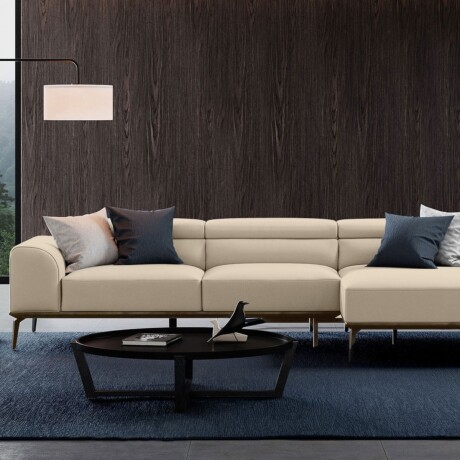 Sofá con chaise DUNA TELA BEIGE - DERECHO