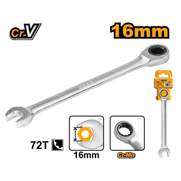 LLAVE CRIQUE COMBINADA 16 MM CR-V INGCO HCSPAR161 LLAVE CRIQUE COMBINADA 16 MM CR-V INGCO HCSPAR161