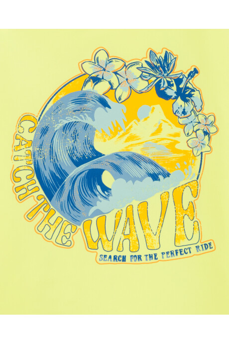 Remera de baño, manga corta, con protección UPF 50+, estampa catch the wave Sin color