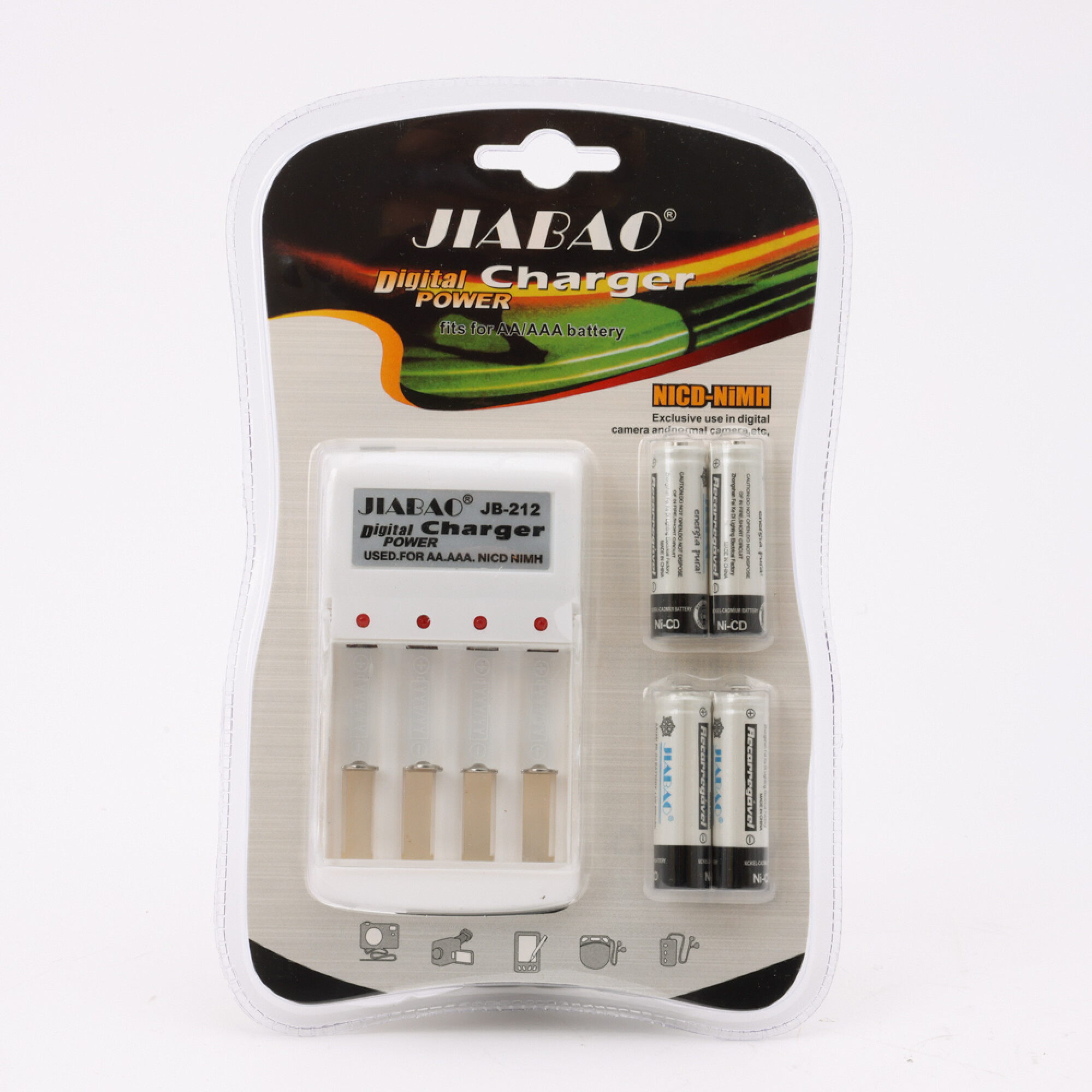 CARGADOR DE PILAS JB212 AA AAA INCLUYE 4 PILAS RECARGABLES — Woofer