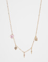 Collares Cortos Strass Collar Con Multi Charms De Cubic Zirconia - Dorado