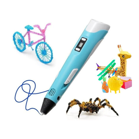 Lapicera 3d Lápiz Impresión 3d Para Impresión Y 3 Filamentos Variante Color Celeste