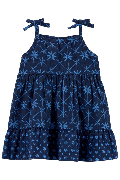 Vestido solera de lino escalonada Sin color