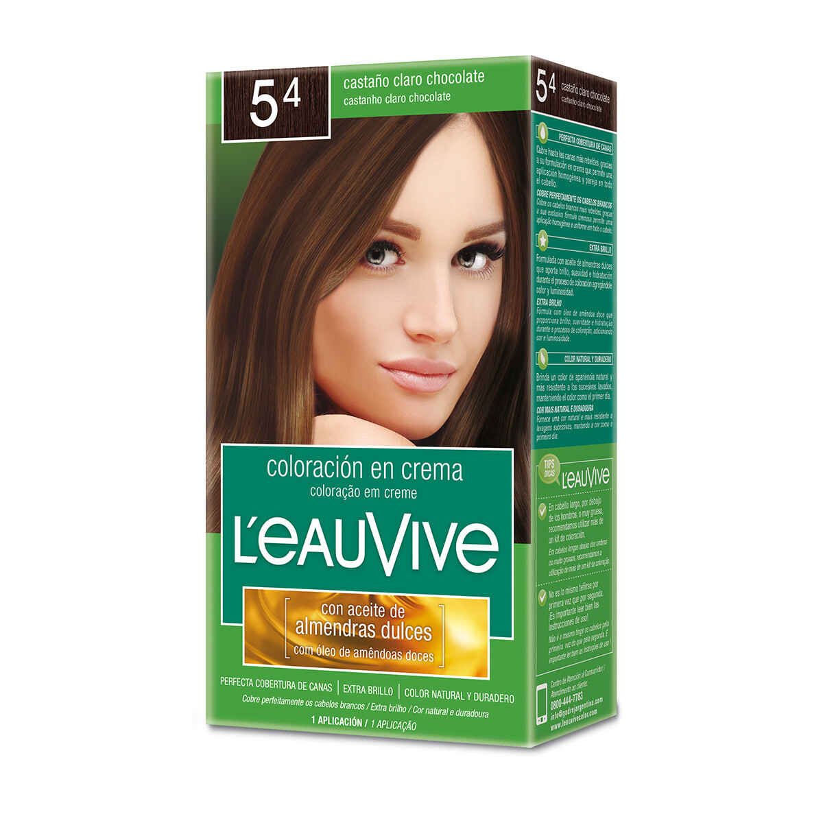 TINTA LEAU VIVE KIT ESTUCHE Nº5.4 CASTAÑO CLARO CHOCOLATE 