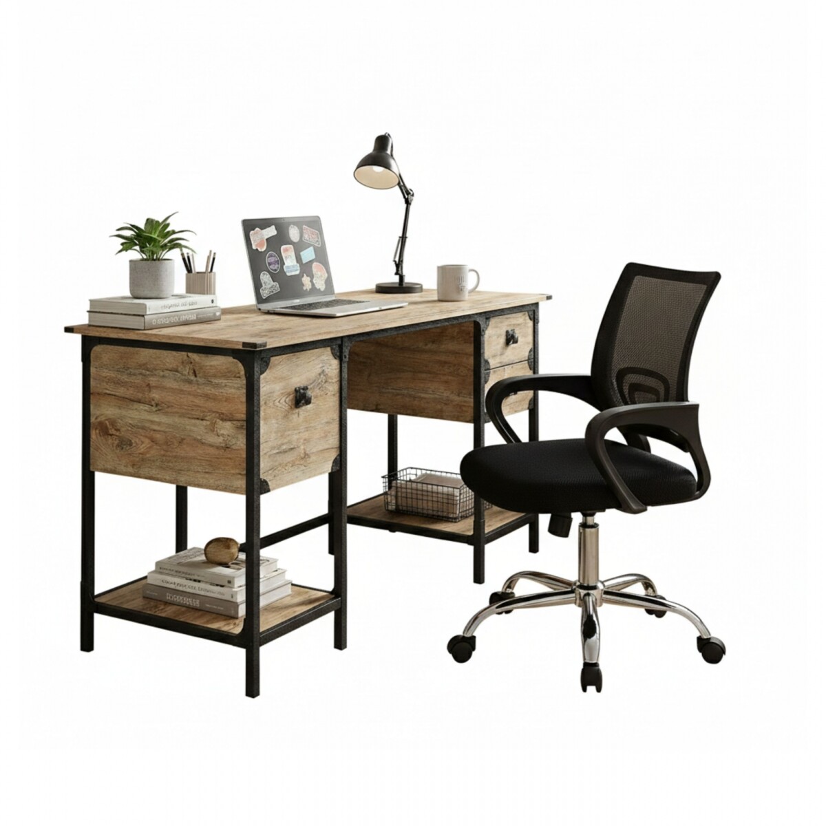 Combo Escritorio + Silla de Oficina - Steel River 3 Cajones 