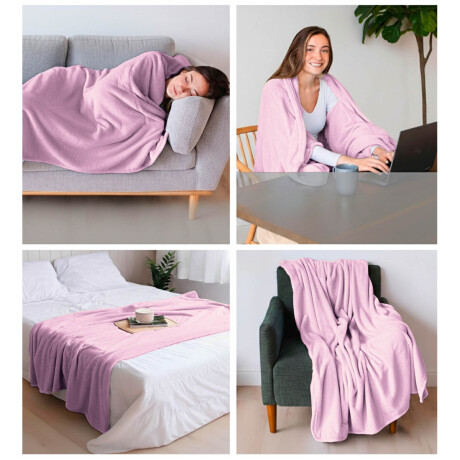 Manta Pijama Polar Manga Bolsillo Suave 185x175cm Rosa