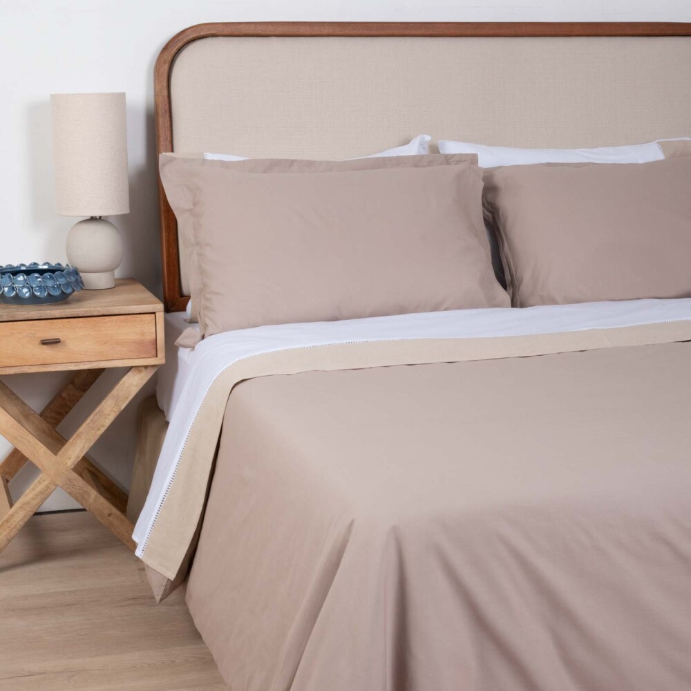 SET FUNDA NÓRDICA 2 PLAZAS ALGODON MARRON COTTON BASIC 180H VISON