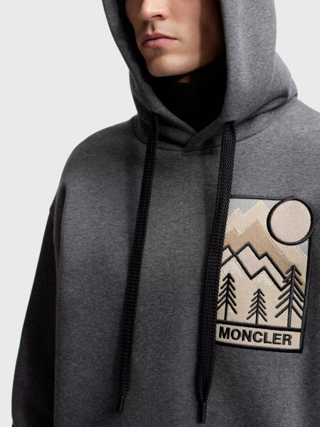 MONCLER - Buzo con Capucha Maglia Gris