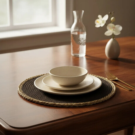 Mantel Individual en Fibra Natural y Algodón Ø38Cm Paramount Marrón