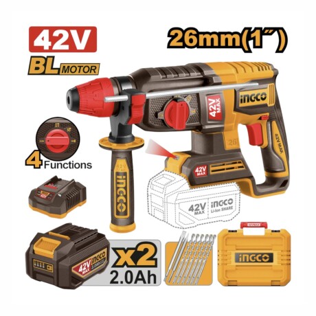 Kit Ingco Rotomartillo a Bat 42V - Uso industrial Kit Ingco Rotomartillo a Bat 42V - Uso industrial