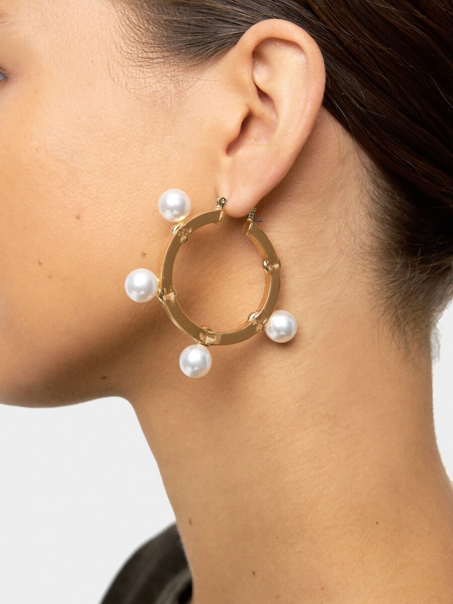 Aros Con Perlas dorado