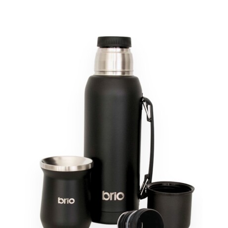 Set De Termo 1 Litro Y Mate Diseño Clásico brio Acero Inox Negro