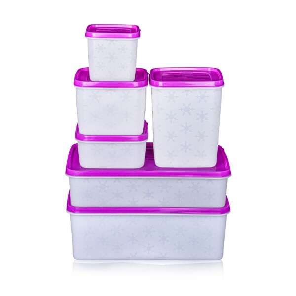 SET 6 RECIPIENTES RECTANGULAR ALASKA TAPA VIOLETA