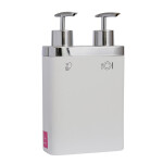 DISPENSADOR C/ DIVISION JABON/DETER BLANCO. 13X6X22 DISPENSADOR C/ DIVISION JABON/DETER BLANCO. 13X6X22