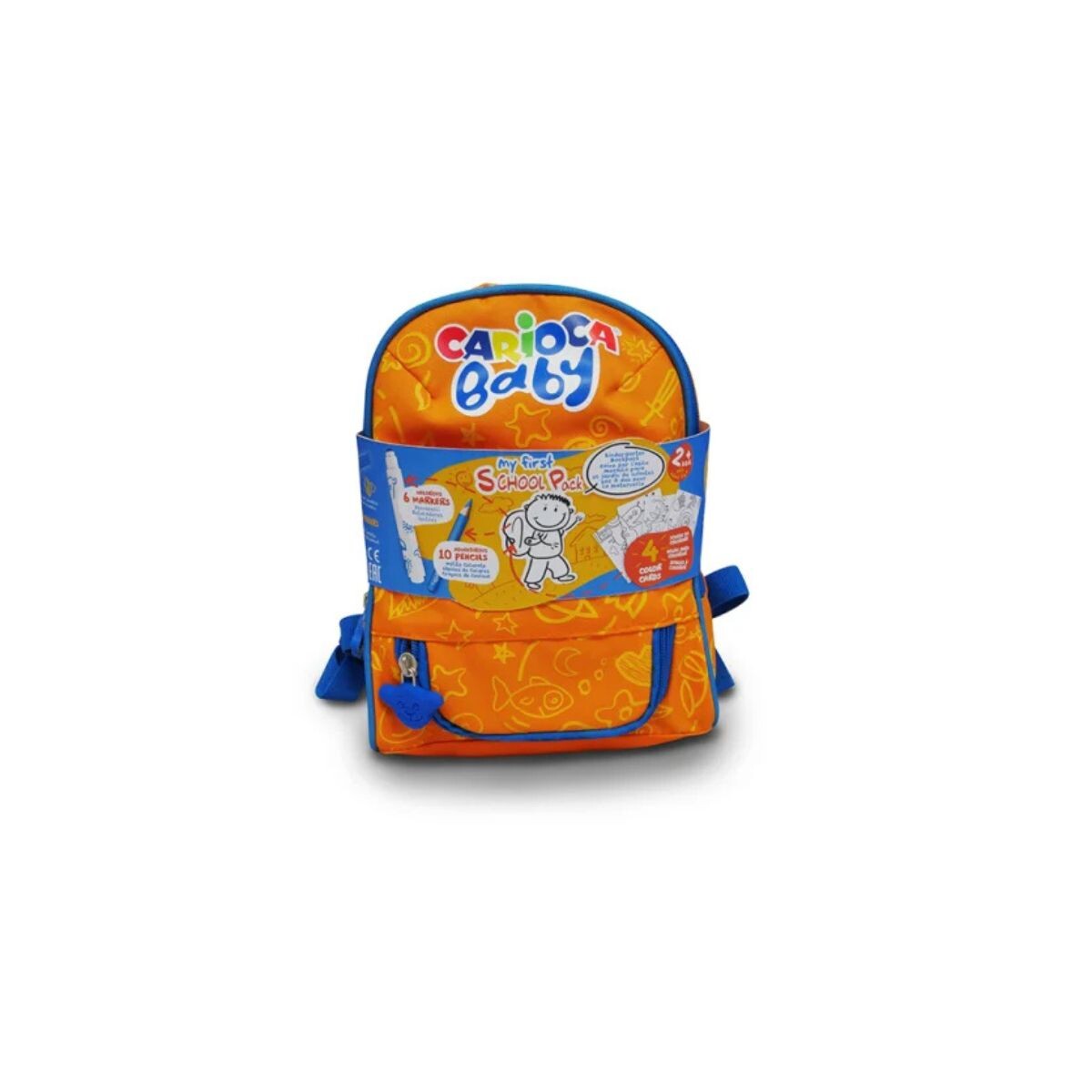 Mochila Carioca Baby con artículos escolares 