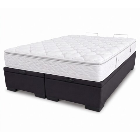 Base Box Baul para Sommier Colchon - Estructura Madera Maciza - Negro 200 x 200 x 35 cm Doble