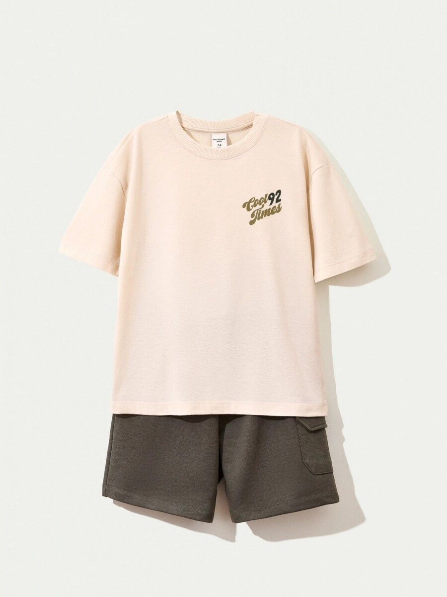 CONJUNTO INFANTIL CON SHORT - BEIGE 