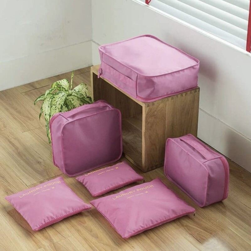 Set de 6 Organizadores de Valija Equipaje para Viaje Rosado