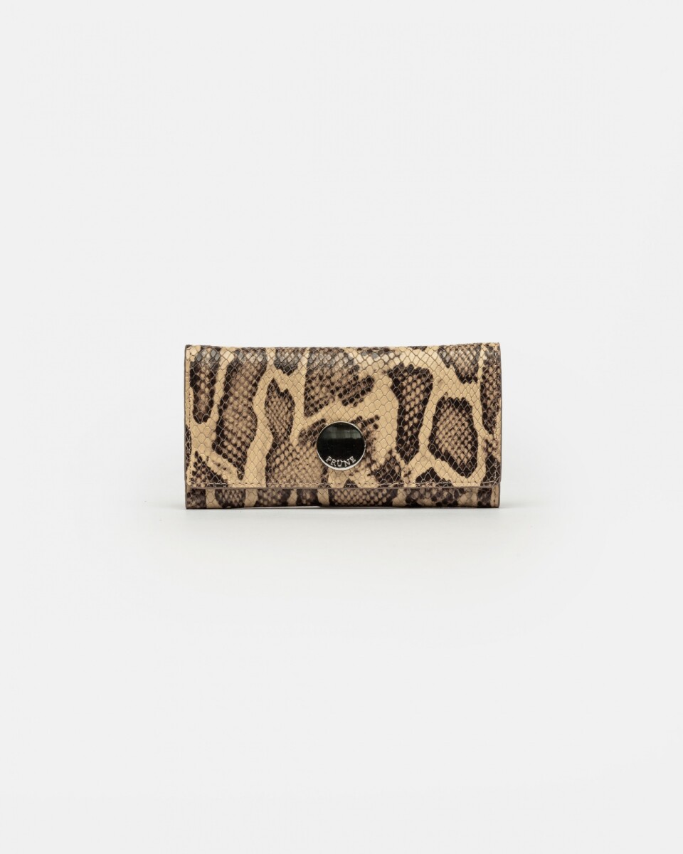 Billetera Cataluña En Cuero Grabado Pythone - Beige 