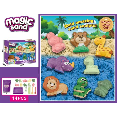 Juego moldes animales con accesorios con arena kinética 3057 001