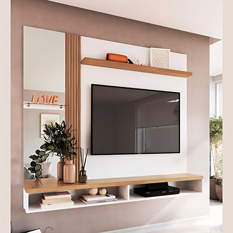 Rack Modular Para Tv Led En Mdp 15mm Hasta 55'' Color Blanco/nogal Rack Modular Para Tv Led En Mdp 15mm Hasta 55'' Color Blanco/nogal