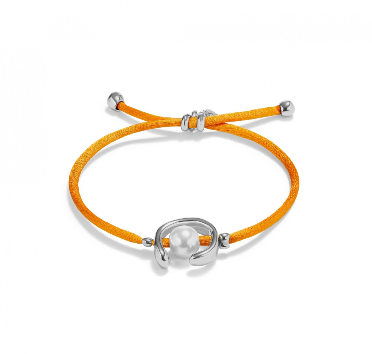 PULSERA DE HILO NARANJA CON PERLA SHELL FORNITURA BAÑADA EN PLATA DE LEY. - Pulsera 