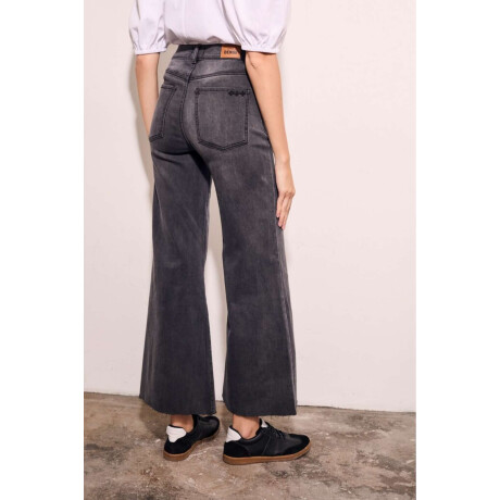 Jean Flared Wide Leg Denim Gris