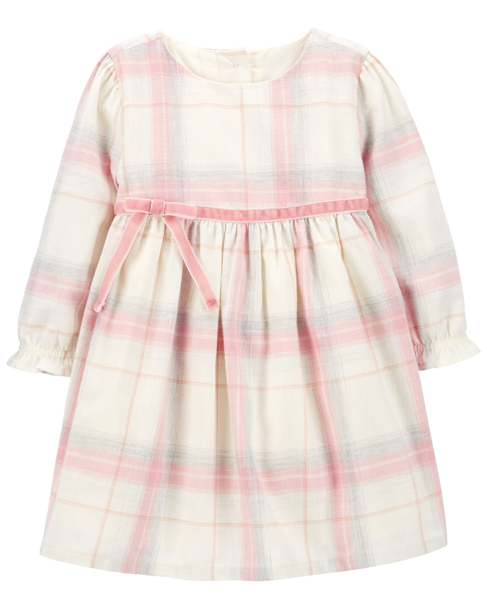 Vestido de algodón con lazo diseño a cuadros Sin color