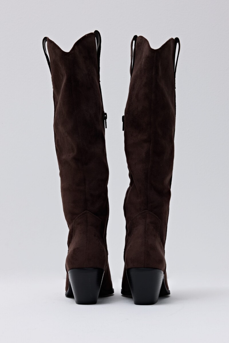 Bota caña alta de suede chocolate