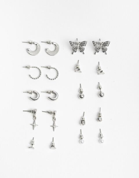 Aros Sets Aros Set Metal - Plateado Rodio